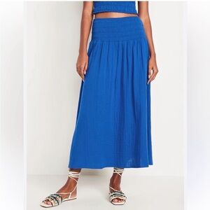 NWT Old Navy Crinkle Gauze Maxi Skirt Royal Blue Size M
